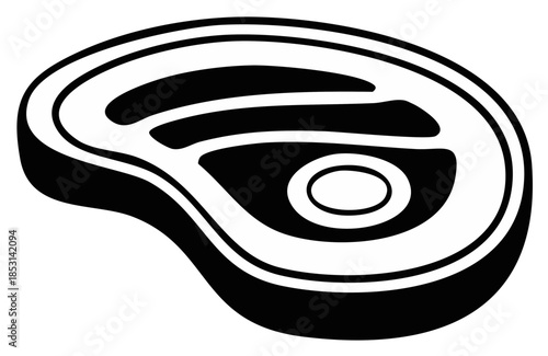 Black and white illustration of a steak cut