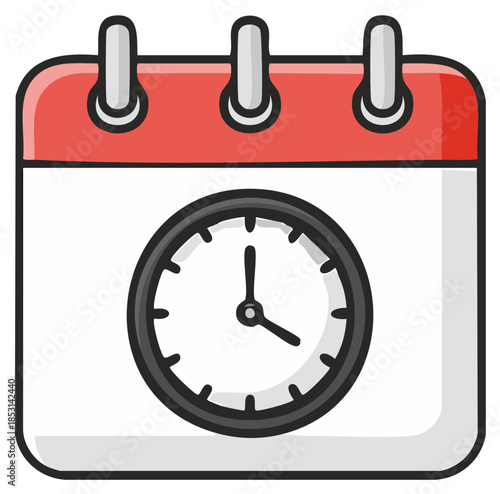 Calendar and Clock Graphic Illustration for Time Management and Scheduling Concepts