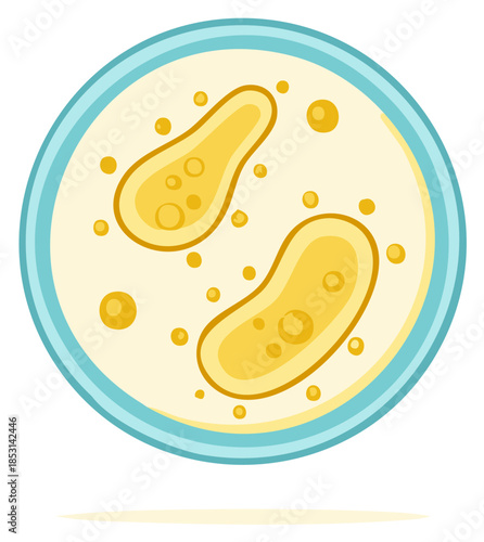 Illustration of Microscopic Organisms in a Petri Dish for Scientific Research