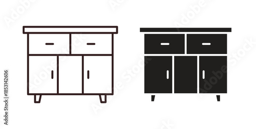 Cabinet icons. thin line and glyph vector icons pack on white background