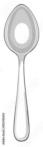 Simple silver spoon kitchen utensil for dining and cooking food illustration