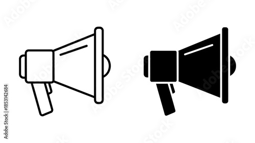 Black and White Line Art Megaphone Icons