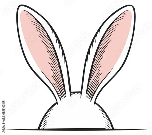 Cartoon Rabbit Ears Peeking Over Edge Simple Easter Decoration Element