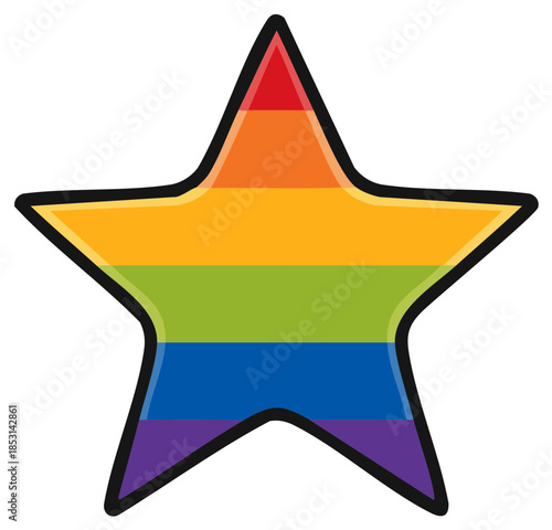 Bold Star Symbol Illustrating LGBT Pride with Vibrant Rainbow Colors and Modern Aesthetic Design, Celebration