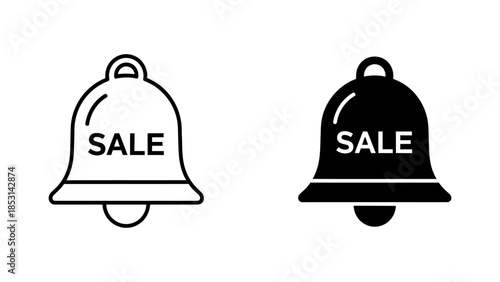 Outline and Solid Sale Bell Icons for Digital Promotion Alerts