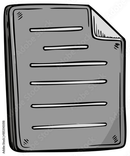 Stack of Documents with Folded Corner and Lines of Text, Paperwork Illustration