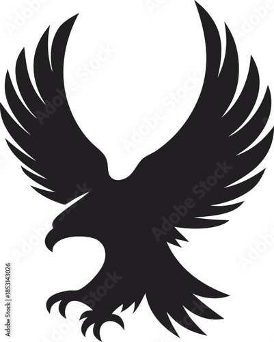 Black Eagle Silhouette in Aggressive Attack Pose