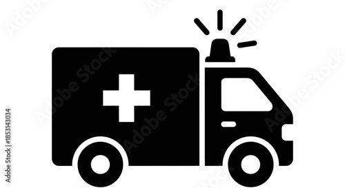 Ambulance Emergency Vehicle Icon - Healthcare Rescue Medical Van Symbol