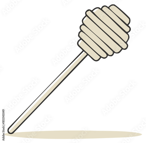 Simple illustration of a honey dipper tool with a clean, modern style