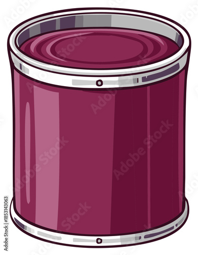 Illustration of a cartoon style canned food container with a liquid inside.