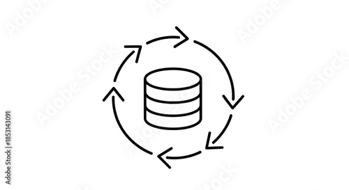 Data Processing Infrastructure Icon - Database Server with Circular Cycle Arrows