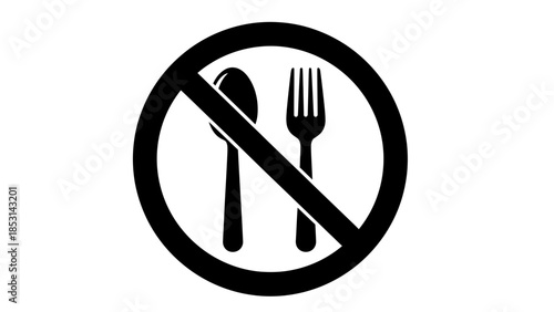 No Eating or Food Prohibited Sign Icon Vector Illustration