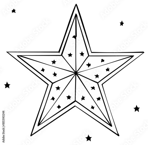 Hand-drawn star illustration with inner stars, outlined star design against a white backdrop