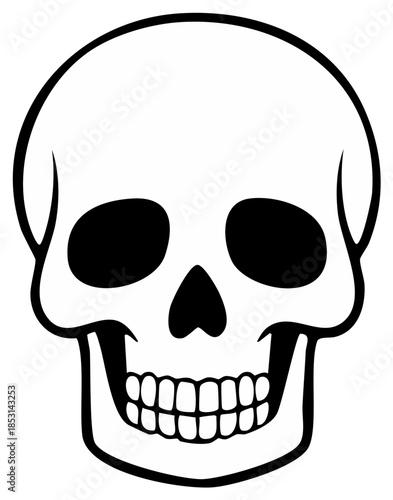 Simplified Outline of a Human Skull for Halloween and Medical Imagery