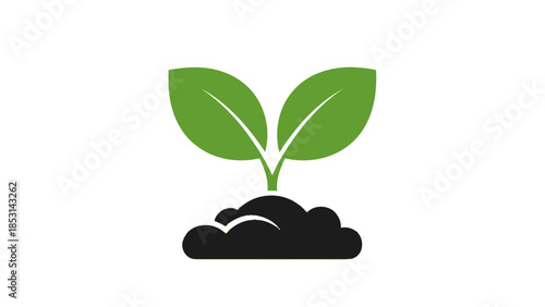 Green Sprout Growing from Soil Vector Icon for Environmental and Growth Concepts