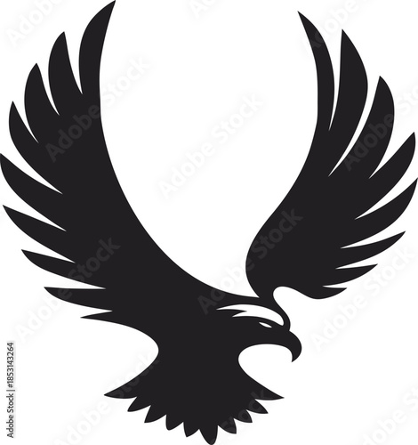 Black Eagle Silhouette in Aggressive Attack Pose