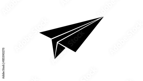 Minimalist Black Paper Plane Icon Vector Graphic for Communication and Travel