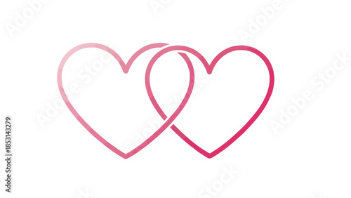 Interlocking Twin Hearts Outline Vector Illustration for Romance and Wedding Design