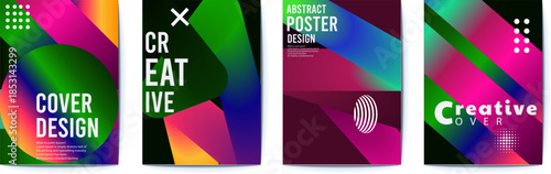 Vibrant abstract poster design templates with geometric shapes and colorful patterns