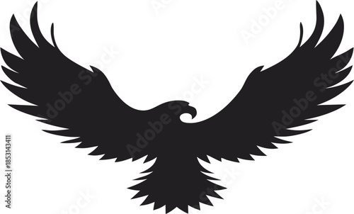 Black Eagle Silhouette in Aggressive Attack Pose