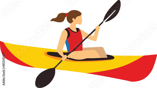 Kayaking Girl Vector on Transparent Background
