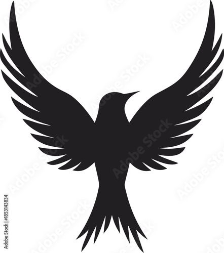 Black Eagle Silhouette in Aggressive Attack Pose