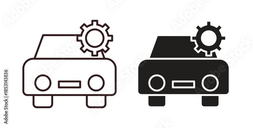 Car mechanic icons. thin line and glyph vector icons pack on white background