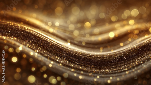 2026 Happy New Year Abstract shiny Gold glitter wave with Bokeh design element