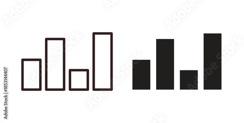 Chart histogram icons. thin line and glyph vector icons pack on white background