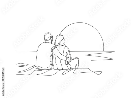 Couple Watching Sunset View