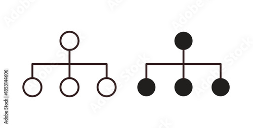 Chart tree icons. thin line and glyph vector icons pack on white background