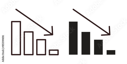 Chat arrow down icons. thin line and glyph vector icons pack on white background