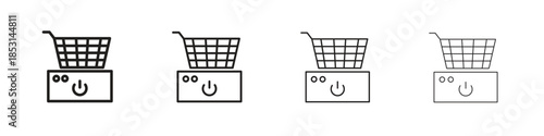 Fryer icons, Set of linear icons. Black linear palm icons