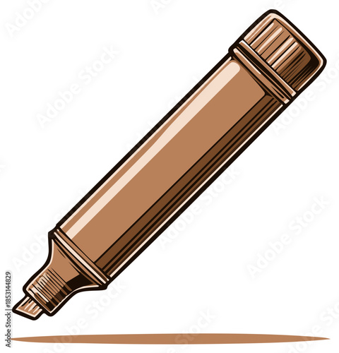 Brown Marker with line, graphic style, for artists, designers, for drawing, sketching or note-taking, stationery item