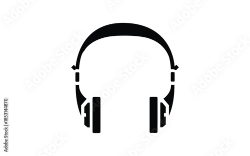 Sleek black headphones silhouette icon for professional audio and music studio