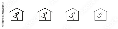 Greenhouse icons, Set of linear icons. Black linear palm icons