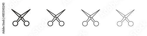 Hairdresser scissors icons, Set of linear icons. Black linear palm icons