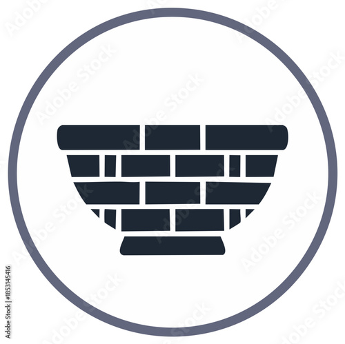 Icon of a brick well or fire pit Simple flat vector graphic of a masonry structure