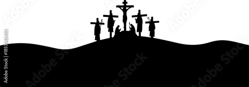 Christian Cross with Radiant Light and Sacred Drapery Silhouette