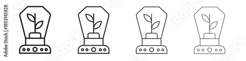 Incubator icons, Set of linear icons. Black linear palm icons