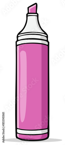 Pink Marker Pen with Chiseled Tip and White Cap