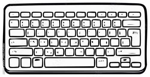 Simple Hand Drawn Computer Keyboard Line Art Illustration