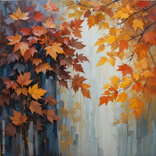 Abstract autumn leaves painting - 1