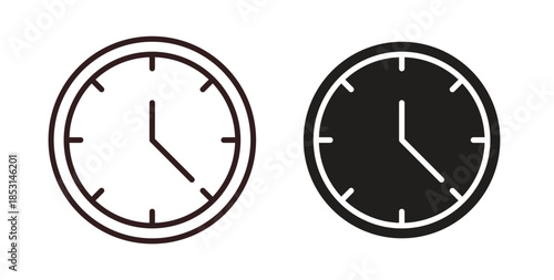 Clock icons. thin line and glyph vector icons pack on white background