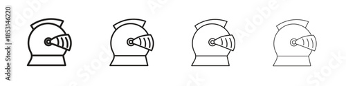 Knight helmet icons, Set of linear icons. Black linear palm icons