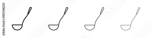 Ladle icons, Set of linear icons. Black linear palm icons