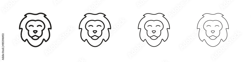 Fototapeta premium Lion head icons, Set of linear icons. Black linear palm icons