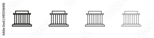 Lincoln memorial icons, Set of linear icons. Black linear palm icons