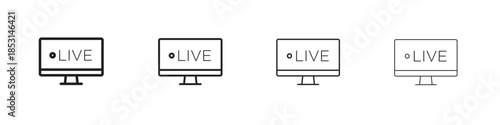 Live news report icons, Set of linear icons. Black linear palm icons