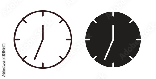 Clock seven icons. thin line and glyph vector icons pack on white background